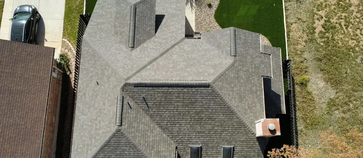 Aerial view of a roof in Alamo Heights, TX
