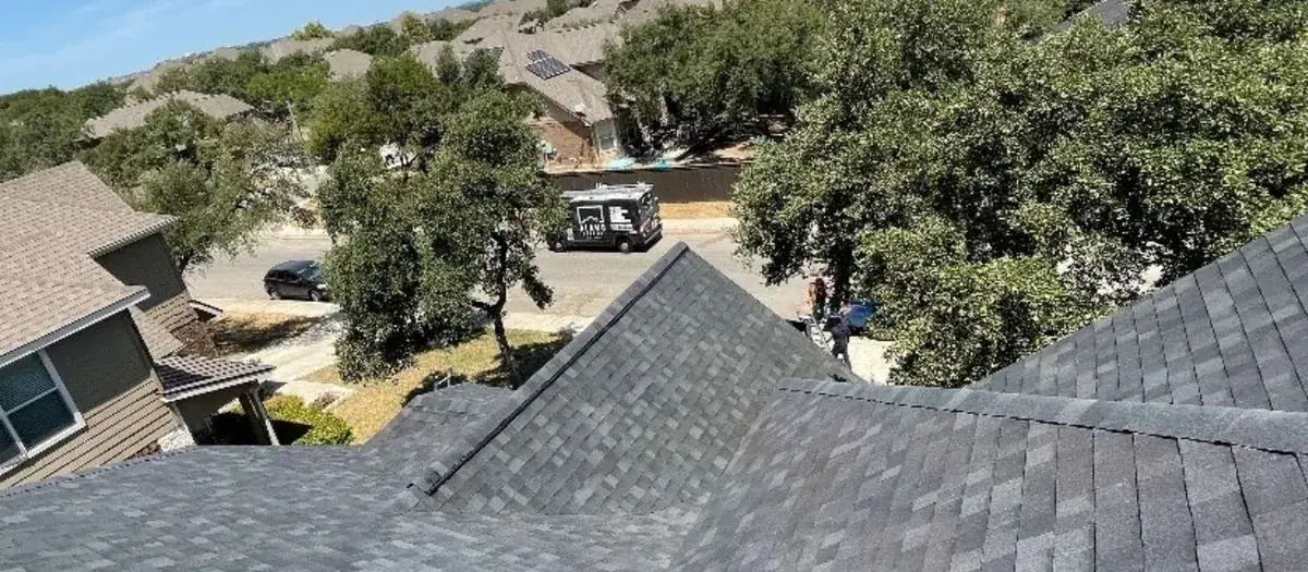 Aerial view of a roof in Austin, TX