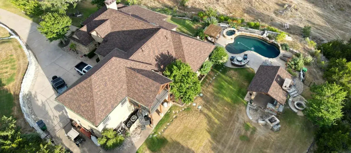 Aerial view of a roof in Cedar Park, TX