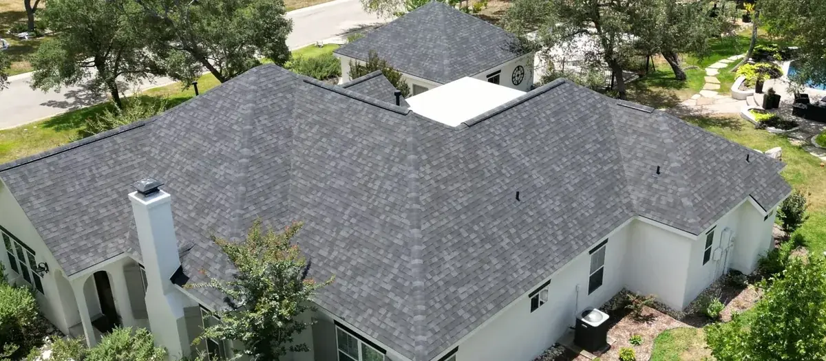 Aerial view of a roof in Round Rock, TX