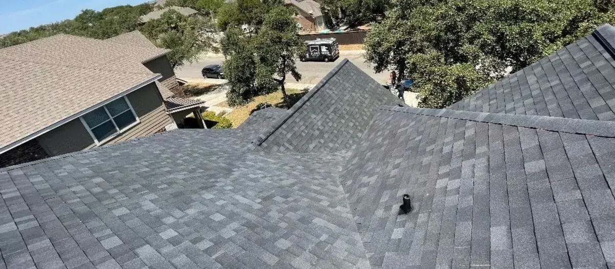 Aerial view of a roof in San Antonio, TX