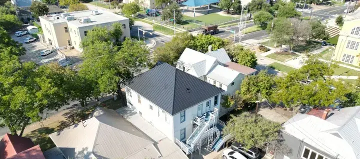 Aerial view of a commercial low slope roof